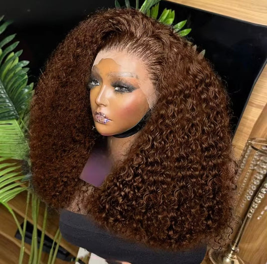 13x4 Chocolate Brown Kinky Curly Wig