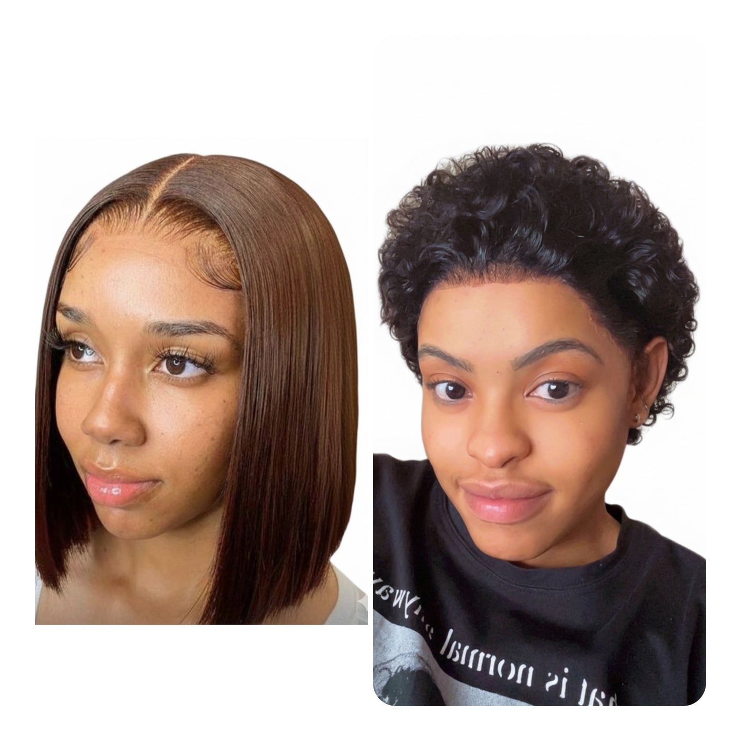 2 For 1 | 13x4 Brown Straight 10" Bob+Jessy Curls Cut